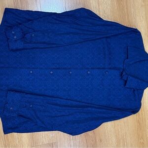 Tasso Elba Men's Casual Button Down Shirt - Navy Blue